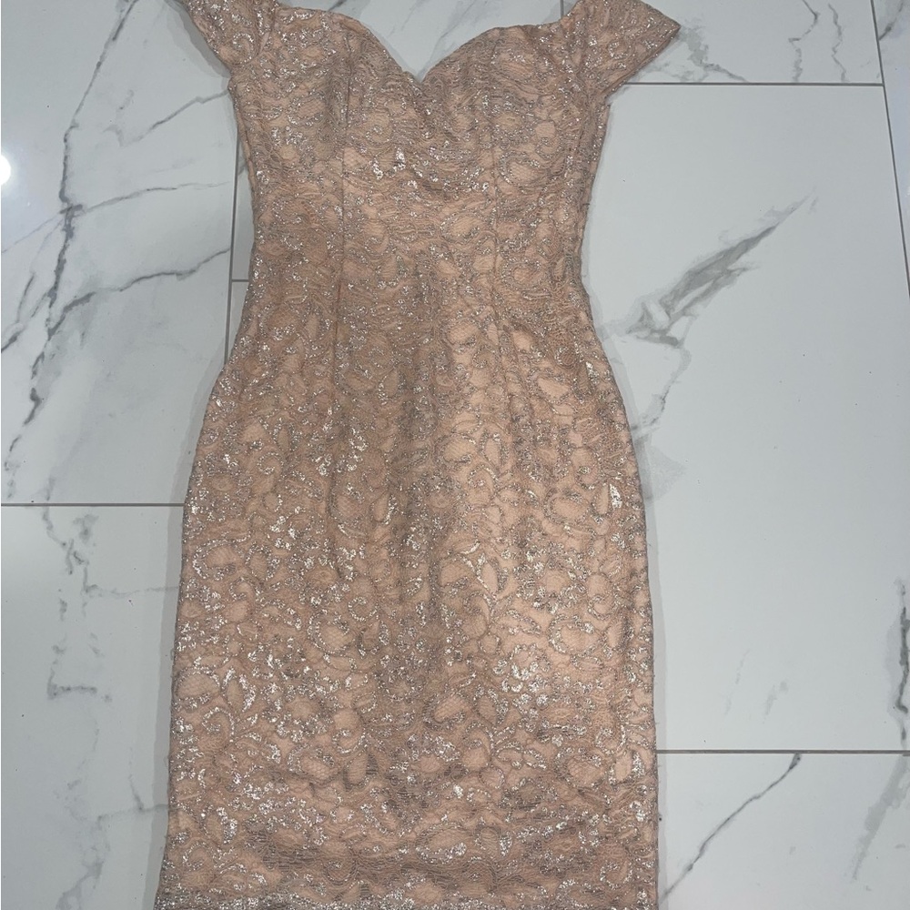 Bisou Bisou Pink Gold Sheath Dress Sweetheart Neckline